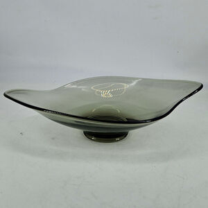 Viking Glass Mid Century Modern Smoke Epic Candy Trinket Dish MCM oblong 9"